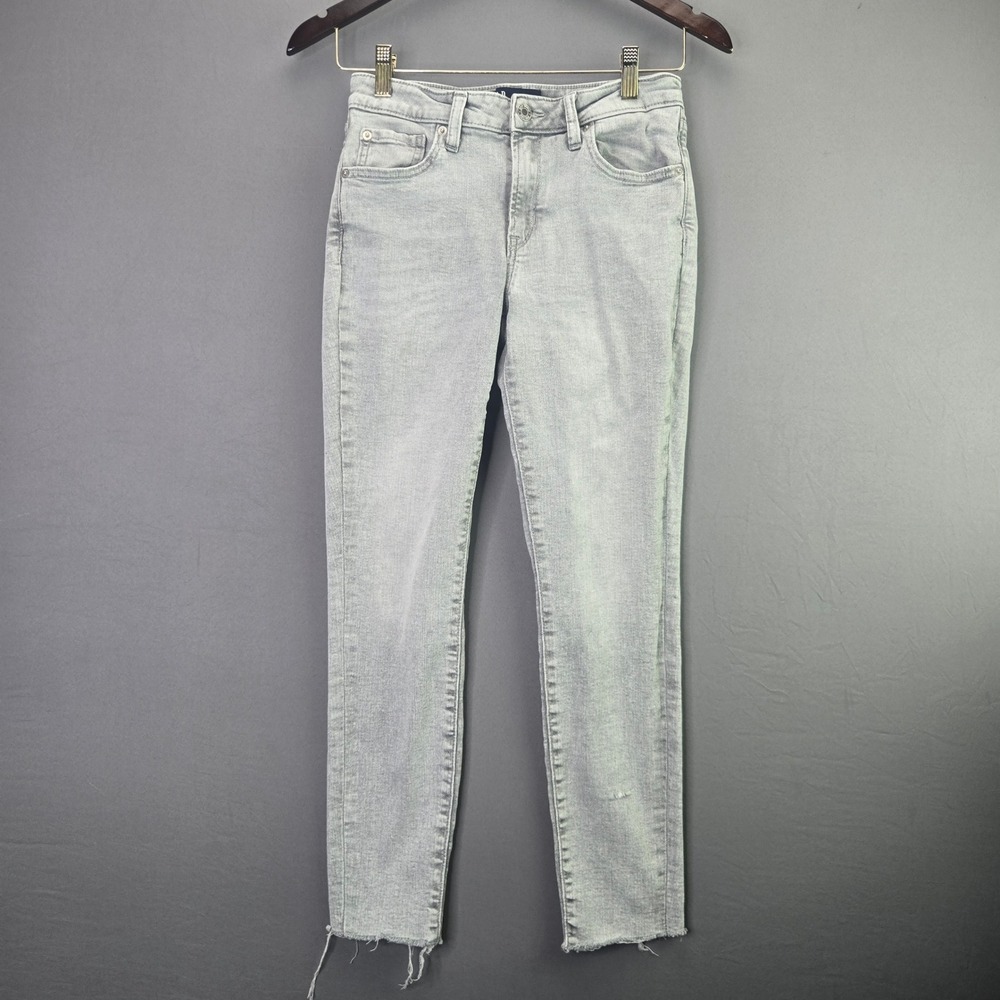 Gap Universal Legging Jeans Size 4/27R Light Gray Skinny Raw Hem Stretch Denim